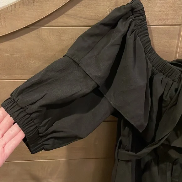 Top shop Bardot Midi Dress Black size 12 - Picture 4 of 11